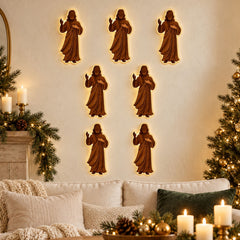 Avelune™ Lighted Santa Sleigh and Reindeer Wall Decor,Christmas