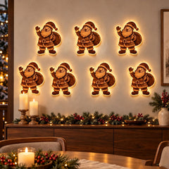 Avelune™ Lighted Santa Sleigh and Reindeer Wall Decor,Christmas