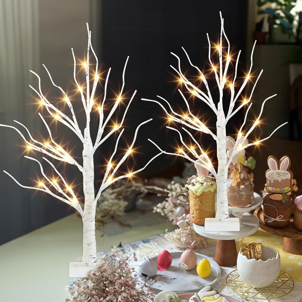 Christmas Decorations Indoor, 2 FT Birch Tree with LED Lights, Fairy Light Spirit Tree for Christmas Decor, Warm White Lighted Birch Trees for Home Decor Indoor, Battery Powered, Timer