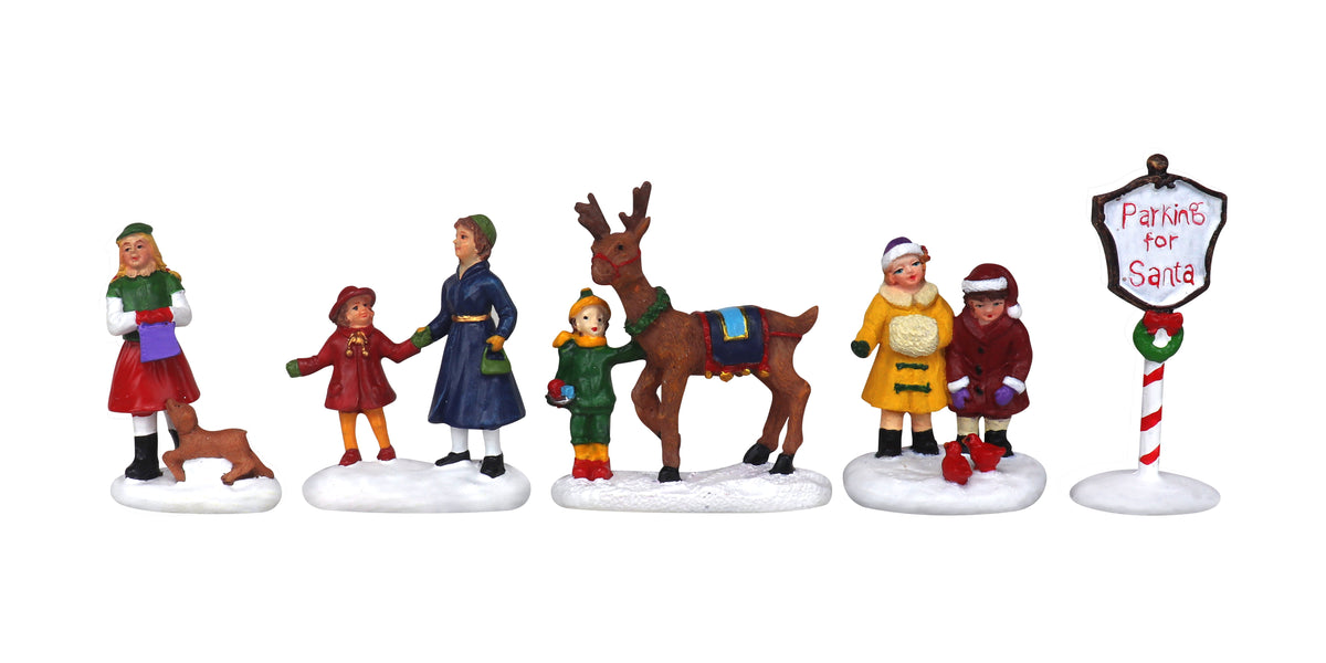 Christmas Village Figurines Decoration Set Perfect Addition to Your Christmas Indoor Decorations & Snow Village Displays (5 Piece Village Figurines Set 2)