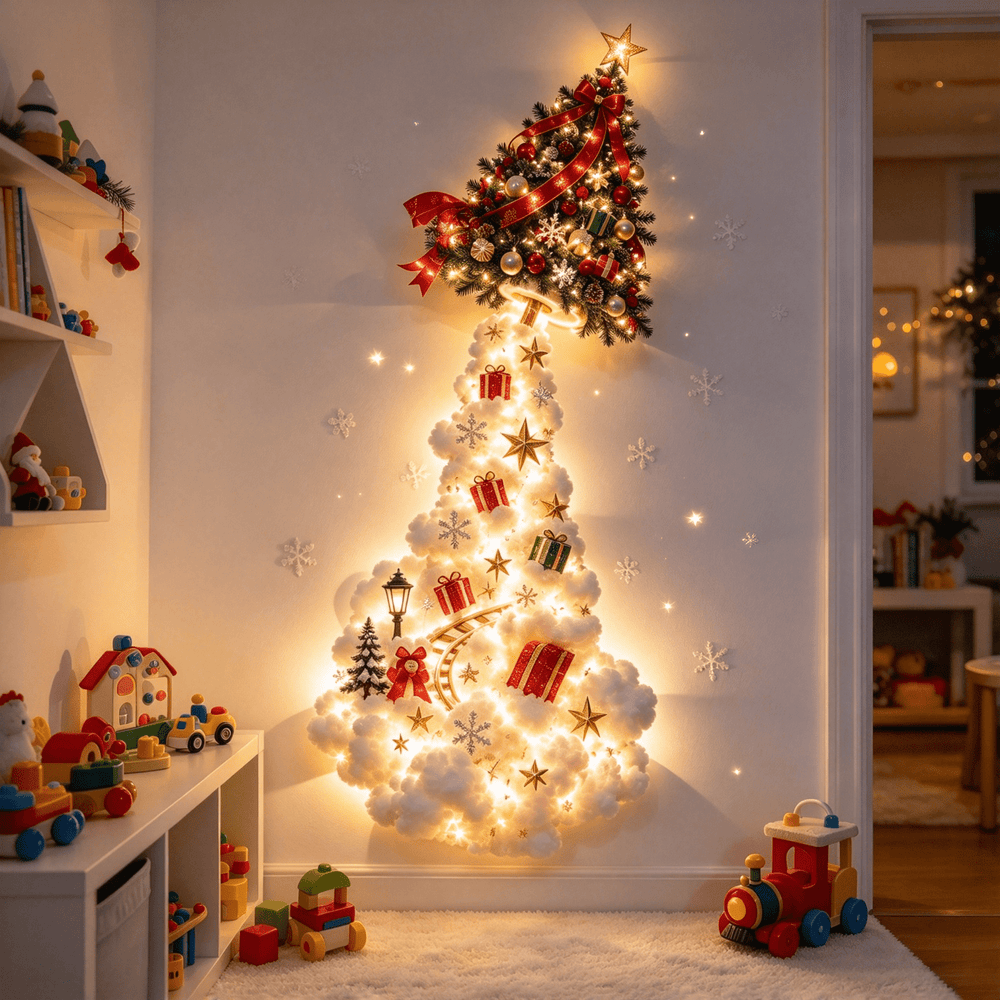 Clearance! Christmas Magic Trail Wall Light, LED Cascading Holiday Christmas Decor, Gift (Christmas Tree)