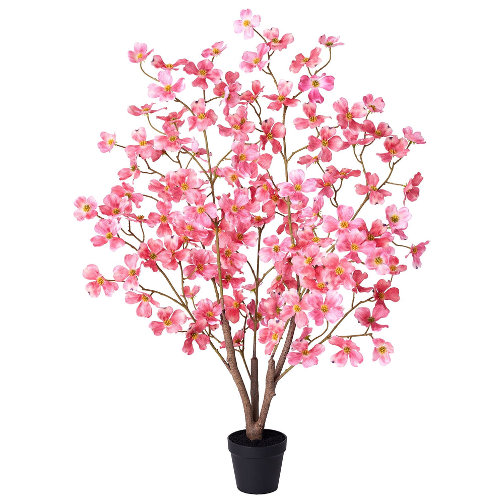  3ft Artificial Red Dogwood Tree, Lifelike Faux Dogwood Flower Tree with Green Leaves for Home Decor Indoor Outdoor, Spring Decoration for Living Room Office