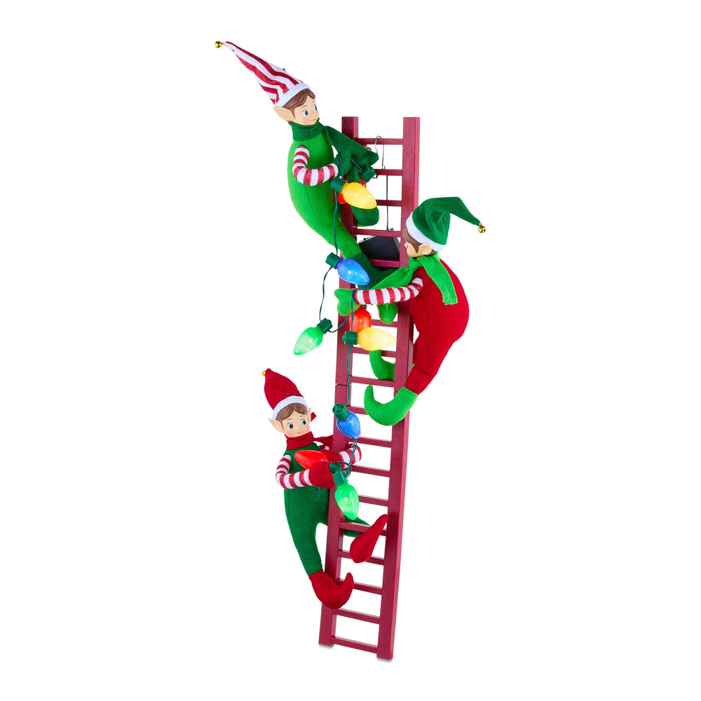 27.5" Tree Trimmer Elves on a Ladder Decoration, Red