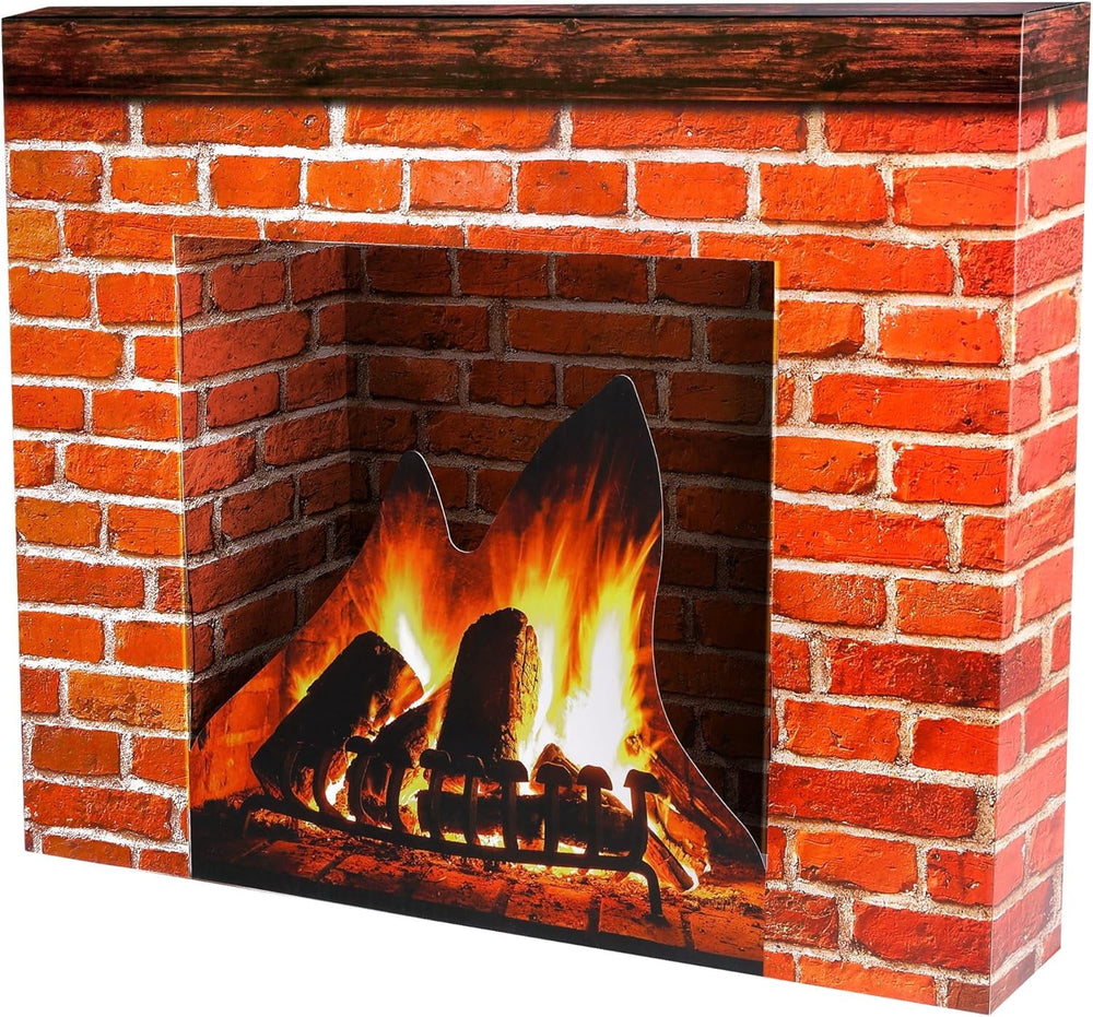 Ebaokuup Christmas Cardboard Fireplace Prop - 3D Red Brick Christmas Decoration Backdrop