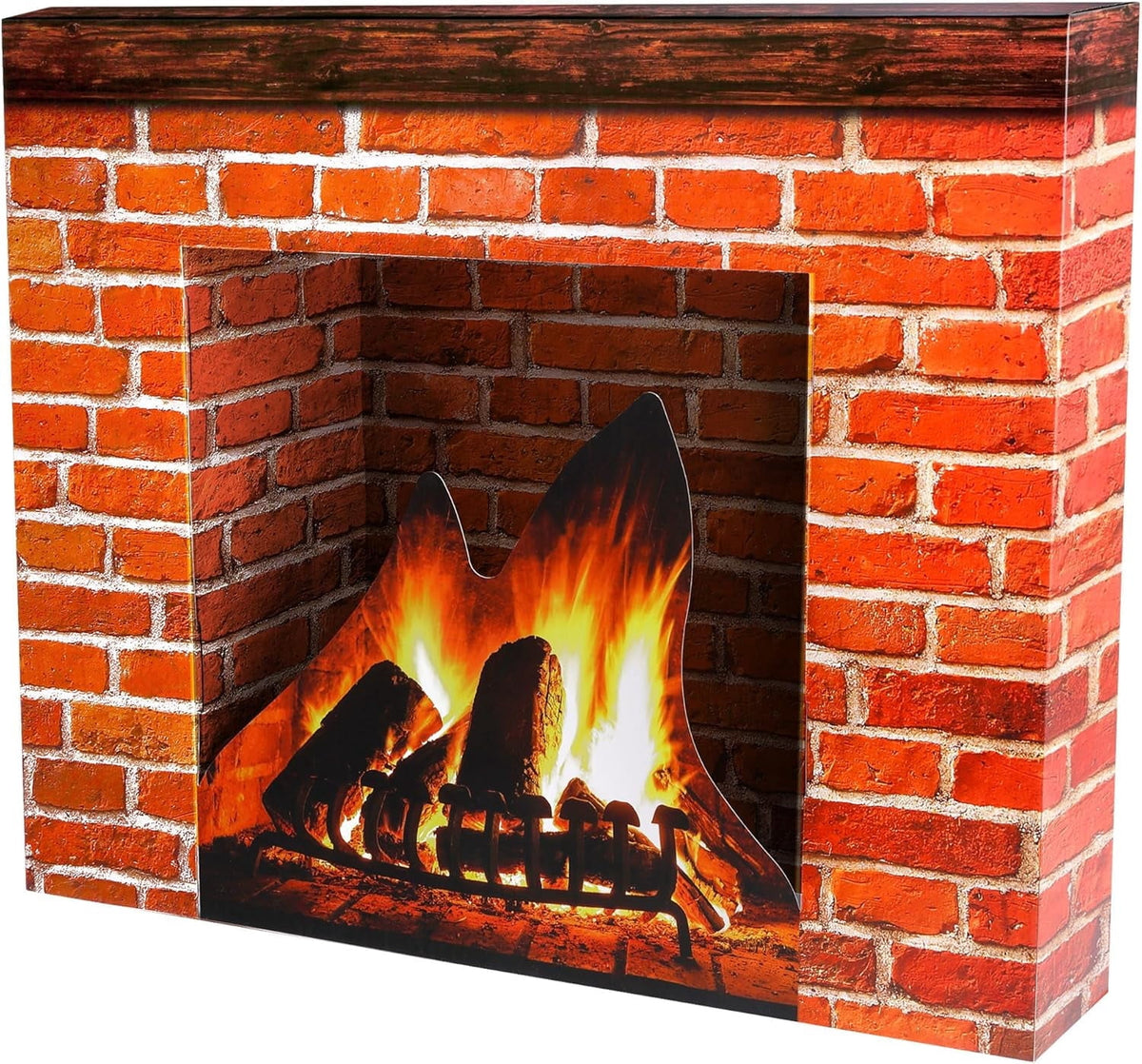 Ebaokuup Christmas Cardboard Fireplace Prop - 3D Red Brick Christmas Decoration Backdrop