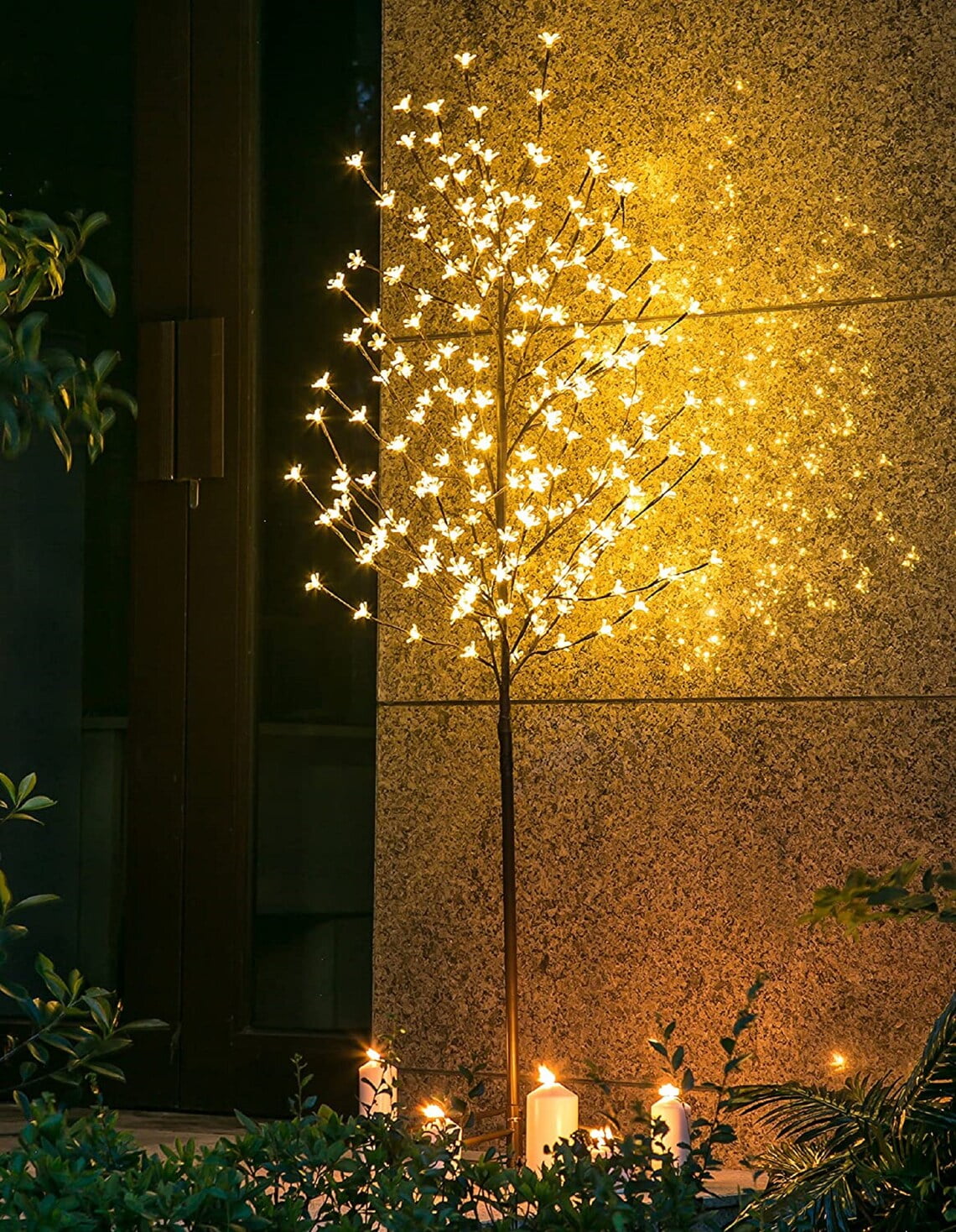 Epicgadget 4 FT Cherry Blossom Lighted Tree with Warm White LED Lights - Cherry Blossom Flower Tree Light for Outdoor Indoor Living Room Party Christmas Holiday Wedding Home Decorations