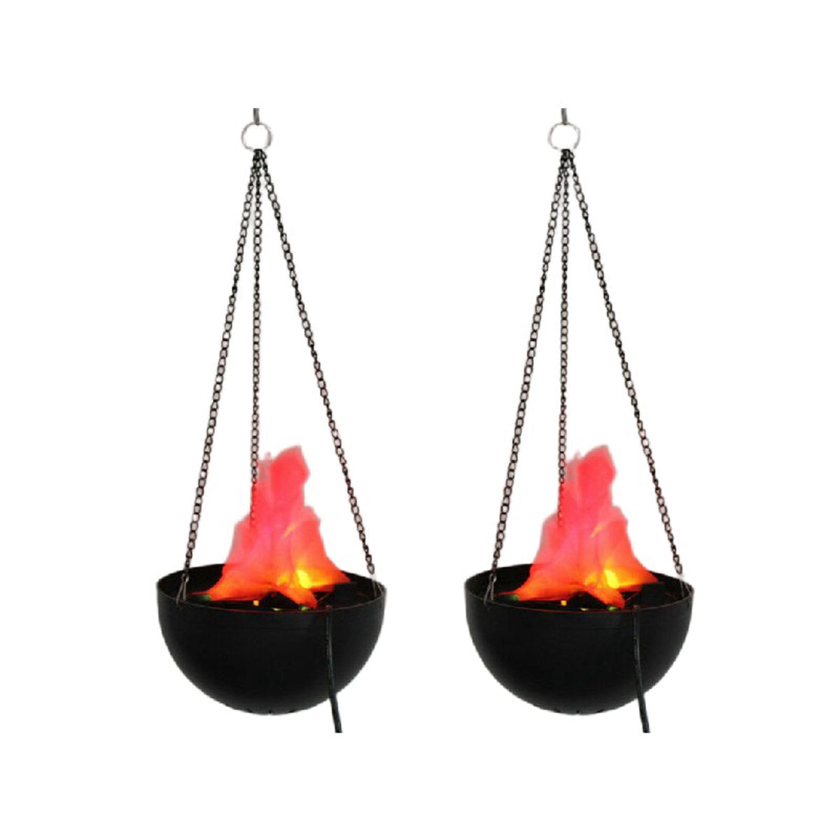 Eurhowing LED Flame Light, Realistic 3D Flickering Fire Effect Lamp, 110V Electric Flameless Fire Hanging Cauldron for Holiday, Christmas, Home Decor, 2 Pack