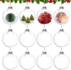 Avelune™ Clear Plastic Ornament Balls,DIY Fillable Christmas Balls,24