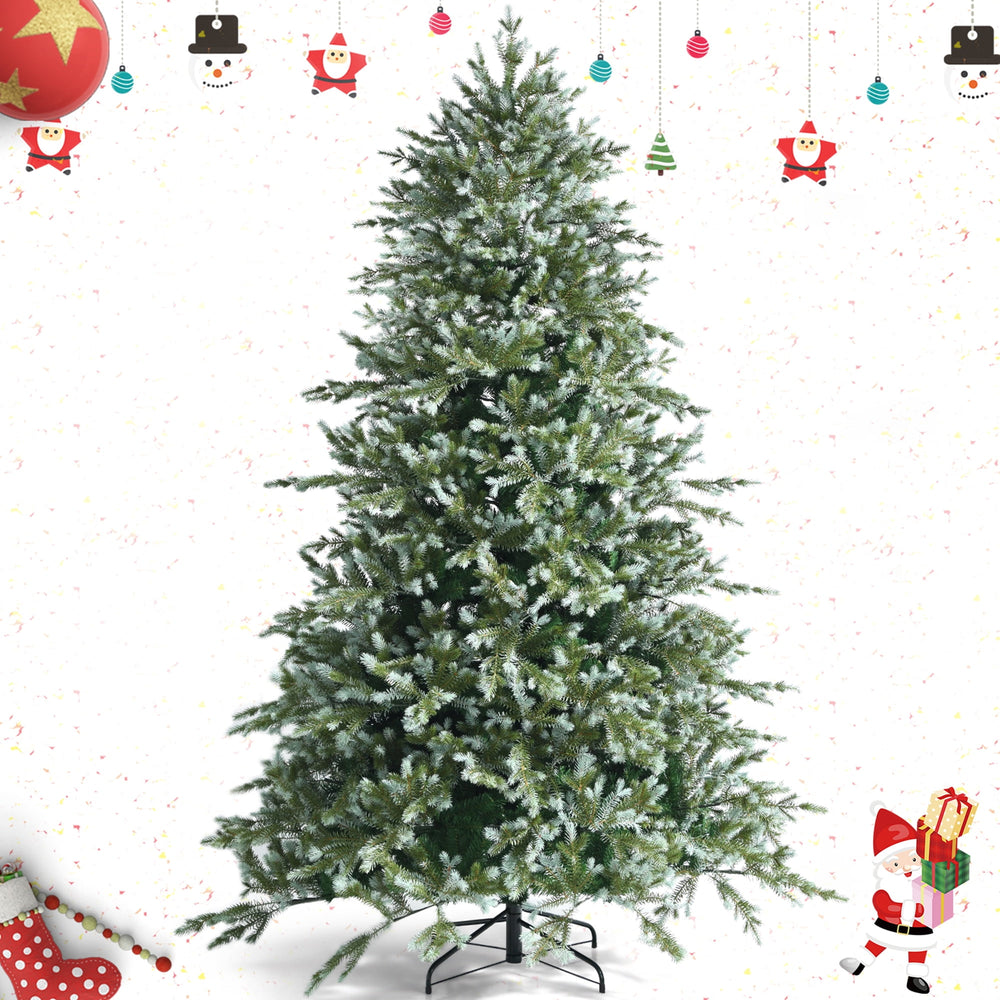 Gymax 8 Ft Artificial Christmas Tree Unlit Hinged Xmas Tree w/ Metal Stand