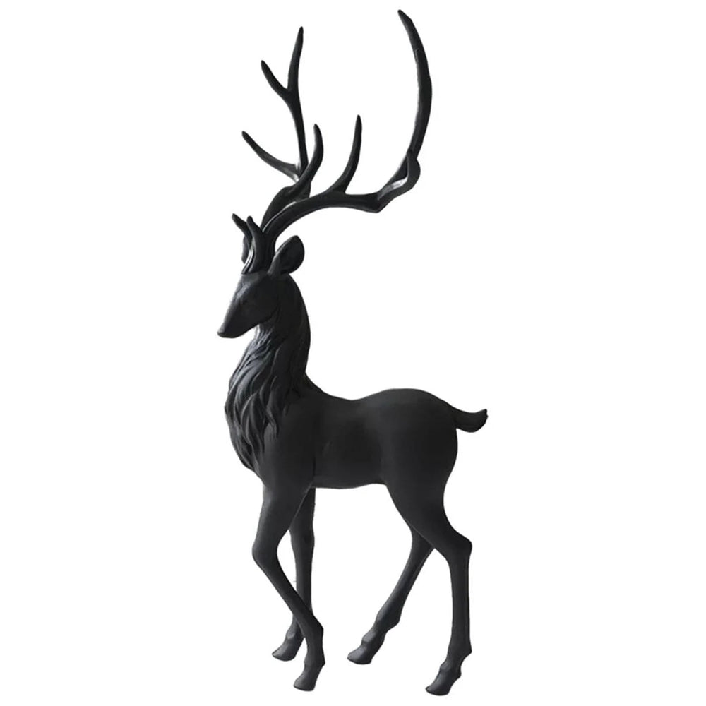 HIELLFQ Resin Reindeer Christmas Decorations-Elegant Black Reindeer Statues Office Table Living Room Decorations 13.7"