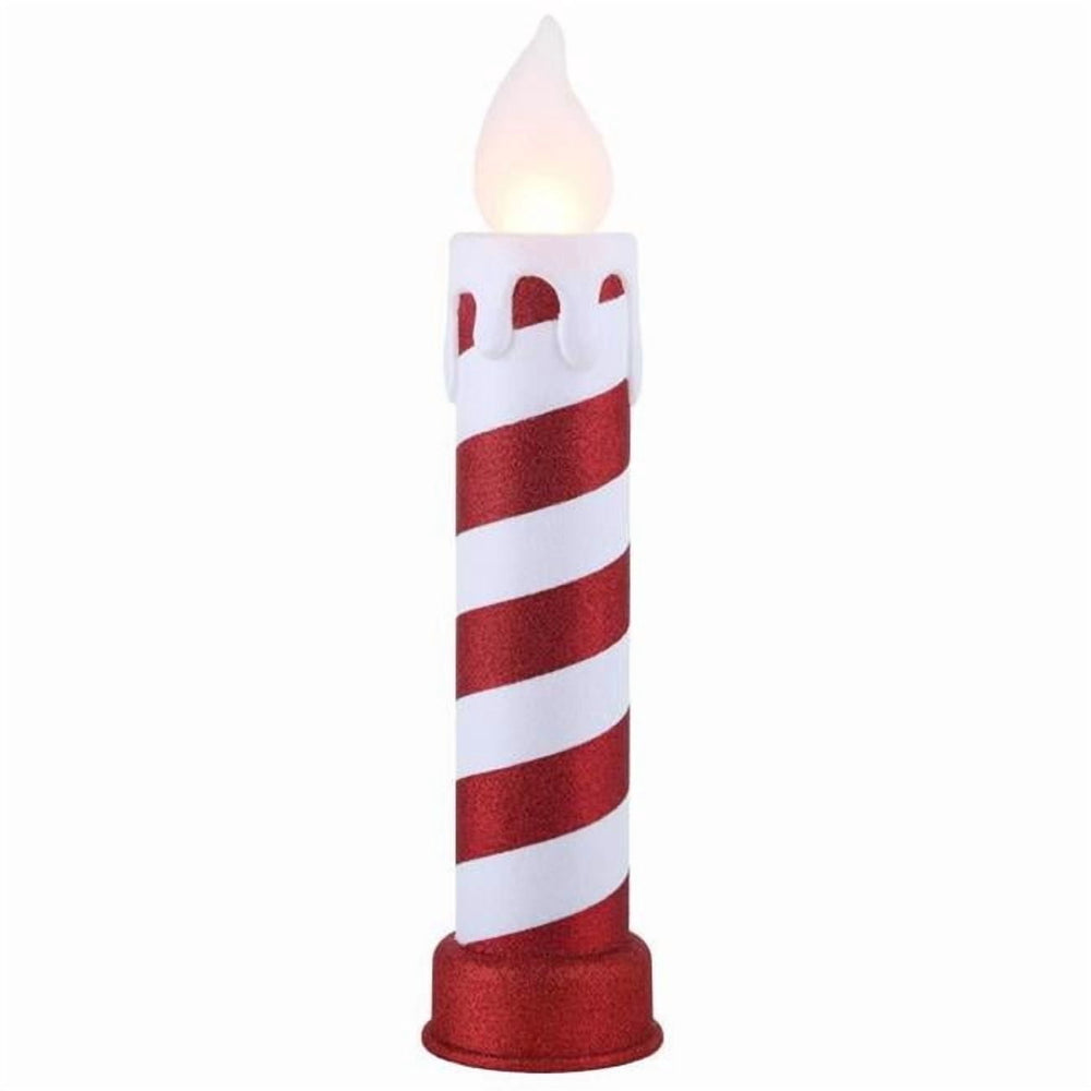  24" Glittery Blow Mold Candle - Red & White