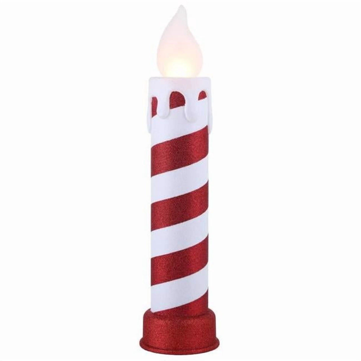  24" Glittery Blow Mold Candle - Red & White