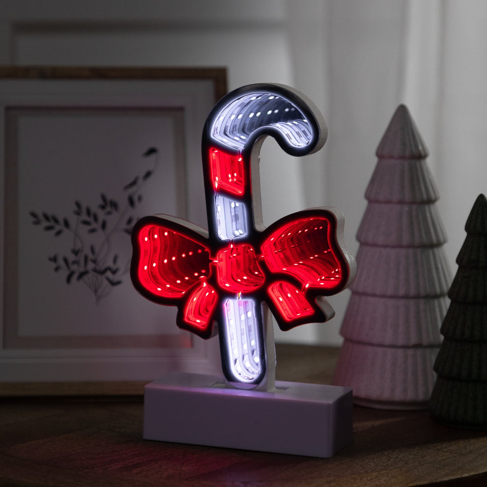Northlight LED 3D Candy Cane with Bow Christmas Infinity Mirror - 8"
