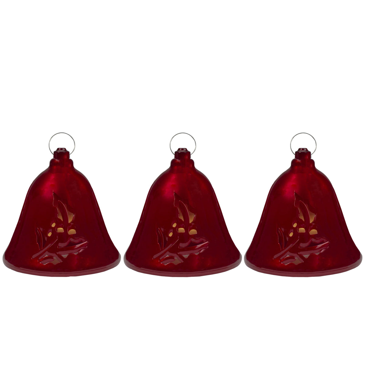 Northlight Musical Lighted Red Bells Christmas Decorations - 6.5" - Red - Set of 3