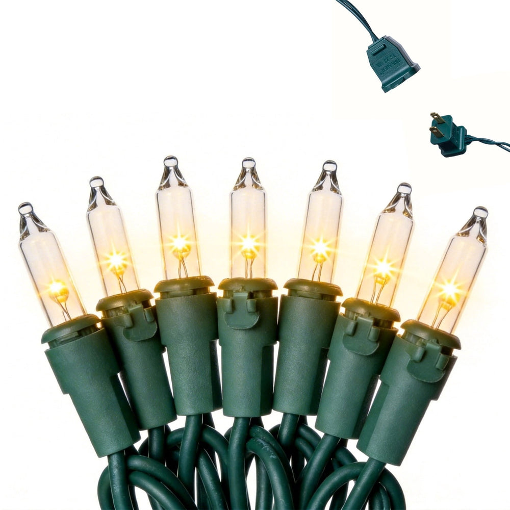 RESNICE 52ft Mini Clear Christmas Lights 200LED Warm White Connectable Green Wire with Spare Fuses and Bulbs for Outdoor Indoor Holiday Christmas Tree Patio Party Home Decor