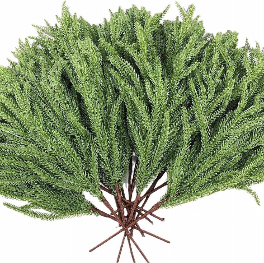 Real Touch Norfolk Pine Branch, Christmas Decorations Indoor Outdoor, Faux Greenery Stem Fake Cedar Pine Picks for Vase DIY Crafts, Artificial Plants Branches for Xmas Garland Home Decor 10 PCS