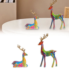 Avelune™ 2 Pack Resin Christmas Reindeer Figurines,Deer Statues,Elk