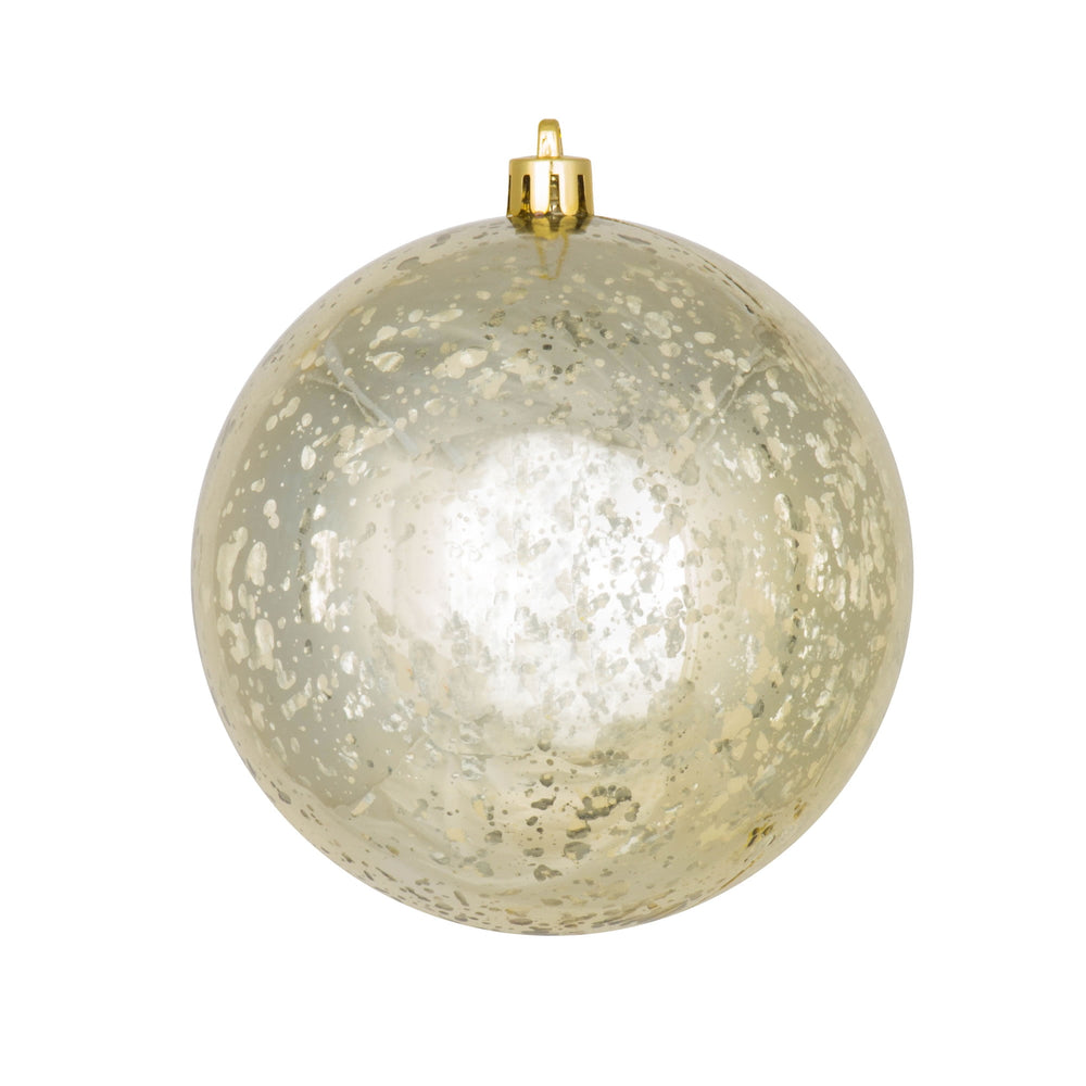 Vickerman 4.75" Christmas Ornament Ball, Champagne Shiny Mercury Finish, Shatterproof Plastic, Holiday Christmas Tree Decoration, 4 Pack