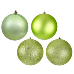 Avelune™ Vickerman 6" Frosty Mint 4-Finish Ball Ornament Assortment