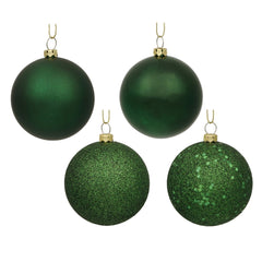 Avelune™ Vickerman 6" Frosty Mint 4-Finish Ball Ornament Assortment