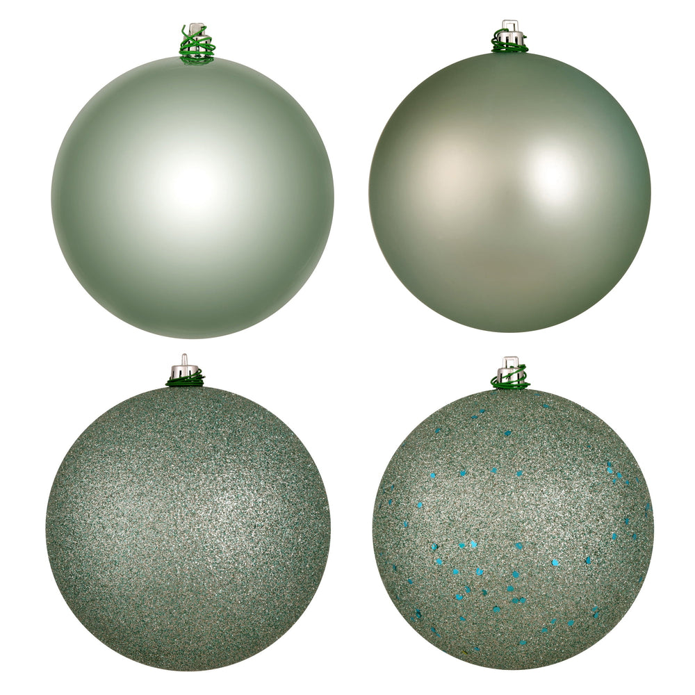 Vickerman 6" Frosty Mint 4-Finish Ball Ornament Assortment, 4 per Box