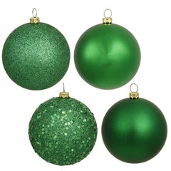 Avelune™ Vickerman 6" Frosty Mint 4-Finish Ball Ornament Assortment