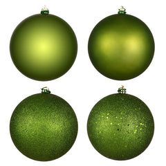 Avelune™ Vickerman 6" Frosty Mint 4-Finish Ball Ornament Assortment