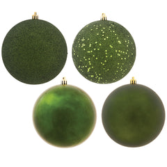 Avelune™ Vickerman 6" Frosty Mint 4-Finish Ball Ornament Assortment