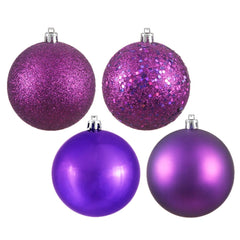 Avelune™ Vickerman 6" Frosty Mint 4-Finish Ball Ornament Assortment