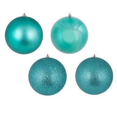 Avelune™ Vickerman 6" Frosty Mint 4-Finish Ball Ornament Assortment