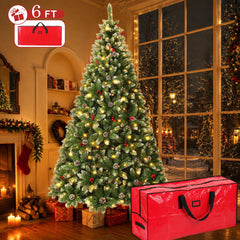 Avelune™ Yexmas 7.5FT Pre-Lit Christmas Tree with Pinecones and Red