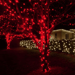 2 Pack 50 LED Outdoor Christmas Lights, 16 FT Mini String Light with 9 Modes & 6 Hour Timer, Waterproof Battery Operated for Indoor Outdoor Patio Garden Party Tree Valentine's Day Decoration, red