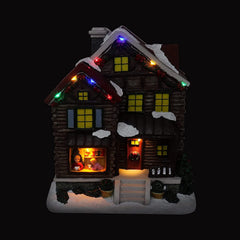 Christmas Village Log Cabin Tabletop Display Pre-lit LED Musical Snow Village Perfect Addition to Your Christmas Indoor Decorations & Holiday Collections
