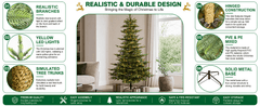 Bringstar 6Ft Prelit Christmas Tree, Premium Artificial Tree with 814 Realistic PE&PVC Mixed Tips, 400 Warm Lights