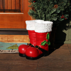 Sunnydaze 13 in Polyresin Santa Boots Christmas Decor Statue