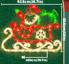 Christmas Window Silhouette Lights | Lighted Double-Sided Santa & Sleigh Decoration with 50 Incandescent Mini Lights | Perfect for Holiday Indoor/Outdoor Wall, Door & Glass Decor