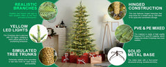 Bringstar 6Ft Prelit Christmas Tree, Premium Artificial Tree with 814 Realistic PE&PVC Mixed Tips, 400 Warm Lights