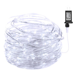 Fairy Lights Plug in, 33Ft 100 LEDs Waterproof Silver Wire Firefly Lights, Adaptor Included, Starry String Lights for Wedding Indoor Outdoor Christmas Patio Garden Decoration, Warm White