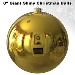 2Pcs 8.0" Extra Large Christmas Ornaments - Christmas Tree Decoration Balls for Birthday Holiday Wedding Decorations - Gold