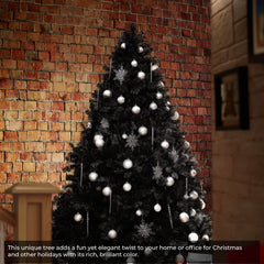 6FT Black Spruce Artificial Holiday Christmas Tree with Sturdy Metal Stand