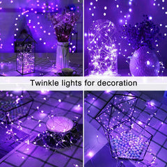 Fairy Lights Christmas String Lights Battery Operated 8 Modes 200 LED 66FT Fairy String Lights Portable Twinkle Firefly Lights Remote Timer for Bedroom Garden Party Decoration Purple - 4Pack