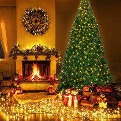 9Ft Pre-Lit PVC Christmas Tree Hinged 700 LED Lights Green
