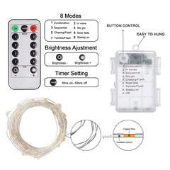 Fairy Lights Christmas String Lights Battery Operated 8 Modes 200 LED 66FT Fairy String Lights Portable Twinkle Firefly Lights Remote Timer for Bedroom Garden Party Decoration Purple - 4Pack