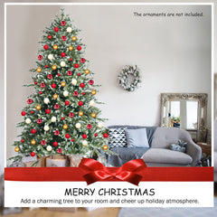 Gymax 8 Ft Artificial Christmas Tree Unlit Hinged Xmas Tree w/ Metal Stand