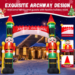 Yexmas 10FT Christmas Inflatable Archway, Blow Up Nutcracker Soldier Arch Decoration with Built-in LED, Xmas Outdoor Decor for Lawn Yard Garden Party Home Indoor Holiday