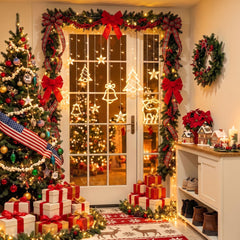  Christmas Lights Decorations, 11.5 FT Hanging Twinkle Fairy Christmas Curtain Lights for Home Indoor Outdoor Window Xmas Decor, Warm White