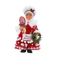 balikha Christmas Chef Ms Claus Figurine Chef Statue Centerpiece Collectible Xmas Gift Christmas Decoration for Home Fireplace Party C