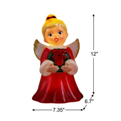  Decorative 12-inch Blow Mold Angel, Red