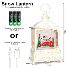 10-Inch Musical Snow Globe Lantern, LED Lighted Swirling Glitter, Santa Snowman Red Car, Christmas Decorations & Xmas Gifts