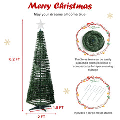  6.2 FT Pop-up Lighted Christmas Tree Pre-Lit Xmas Tree W/282 RGB LED Lights